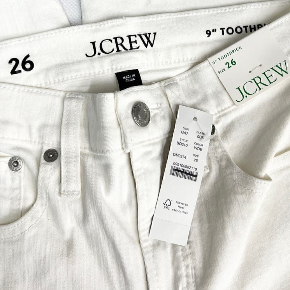 J.Crew 9" toothpick jean in white wash BQ310 size 26 NWT - Picture 7 of 8